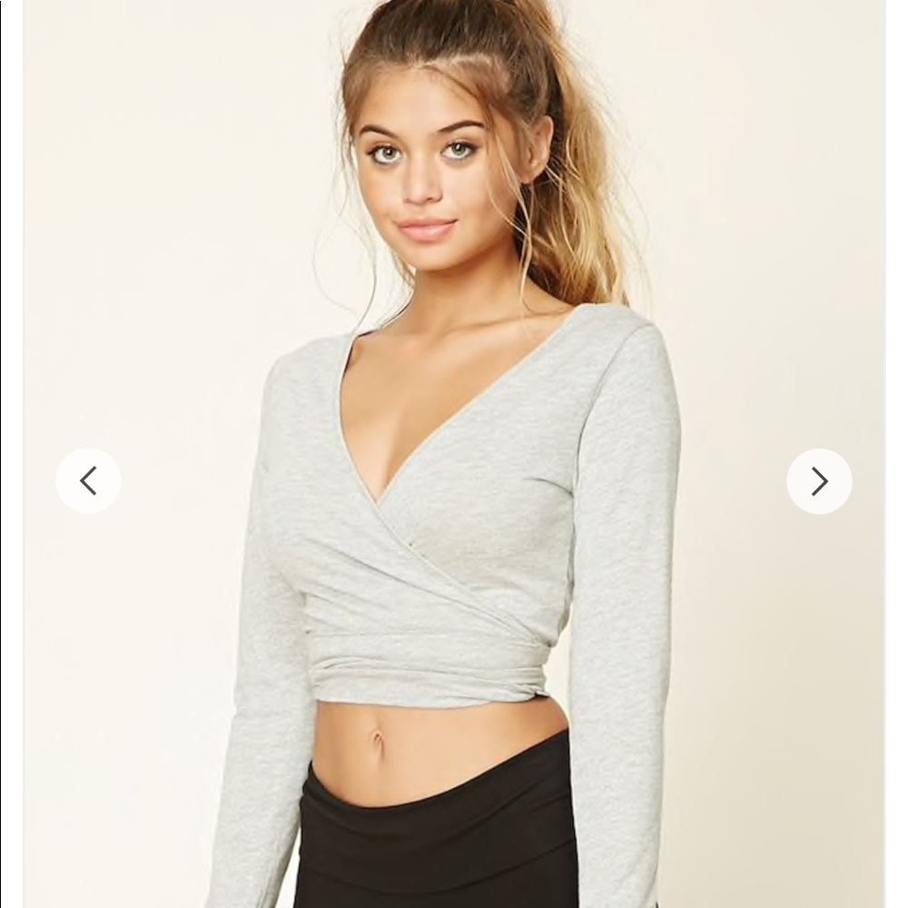 Long sleeve wrap crop top